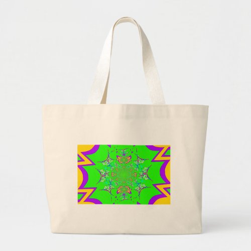 Samba Colorful Bright floral damask design colors Large Tote Bag