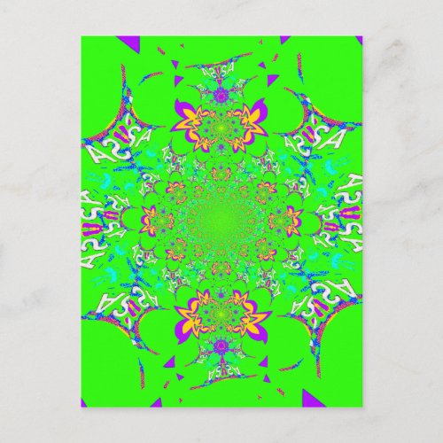 Samba Colorful Bright floral damask design colors Postcard