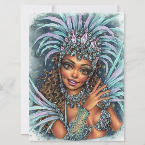Samba Dancer Female Carnival Rio Brazil Art Card