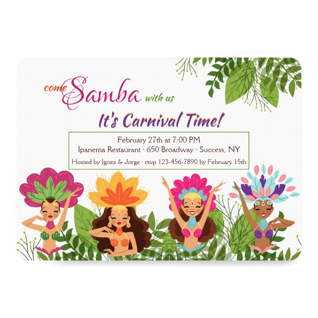 Samba Dancers Carnival Invitation | Zazzle.com