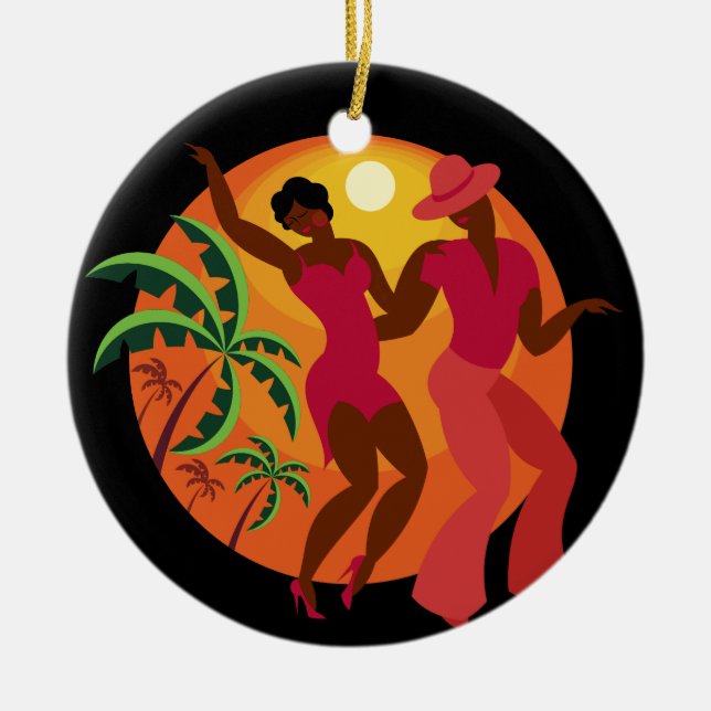 Samba / Flamenco Dancer Ceramic Ornament (Front)