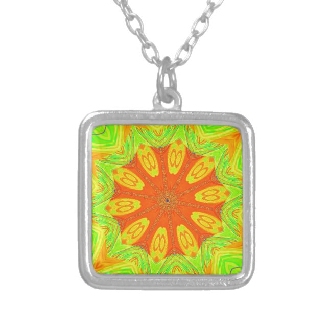 Samba Motif Art Print Silver Plated Necklace (Front)
