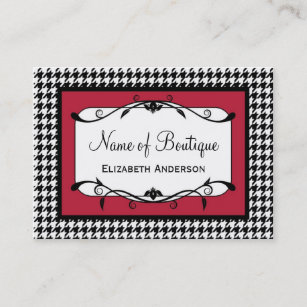 Samba Red and Black Houndstooth Fall Fashion Business Card
