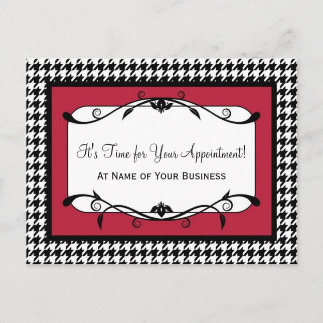 Samba Red Houndstooth Appointment Reminder Postcard (Front)