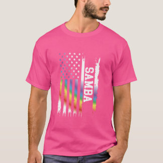 Samba United States Distressed Rainbow w US Flag T-Shirt