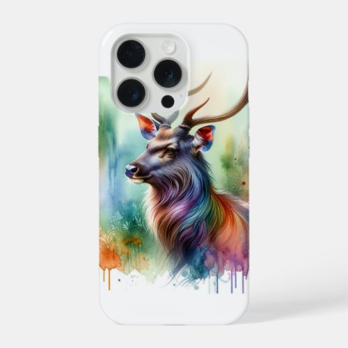 Sambar Deer AREF1614 1 _ Watercolor iPhone 15 Pro Case