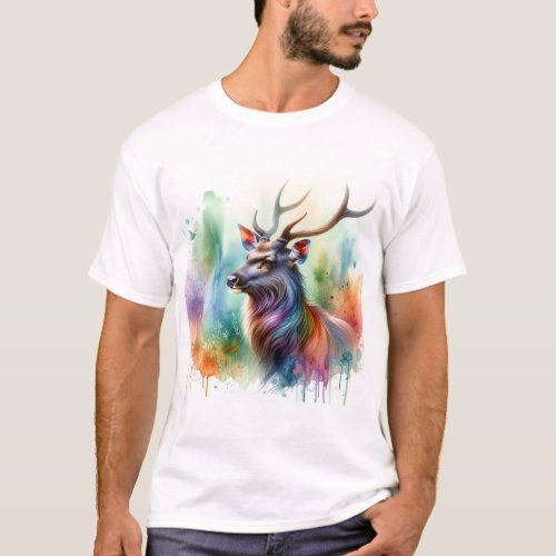 Sambar Deer AREF1614 1 _ Watercolor T_Shirt