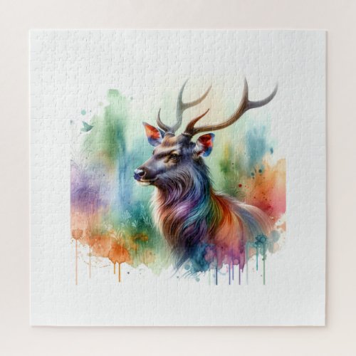 Sambar Deer AREF1614 _ Watercolor Jigsaw Puzzle