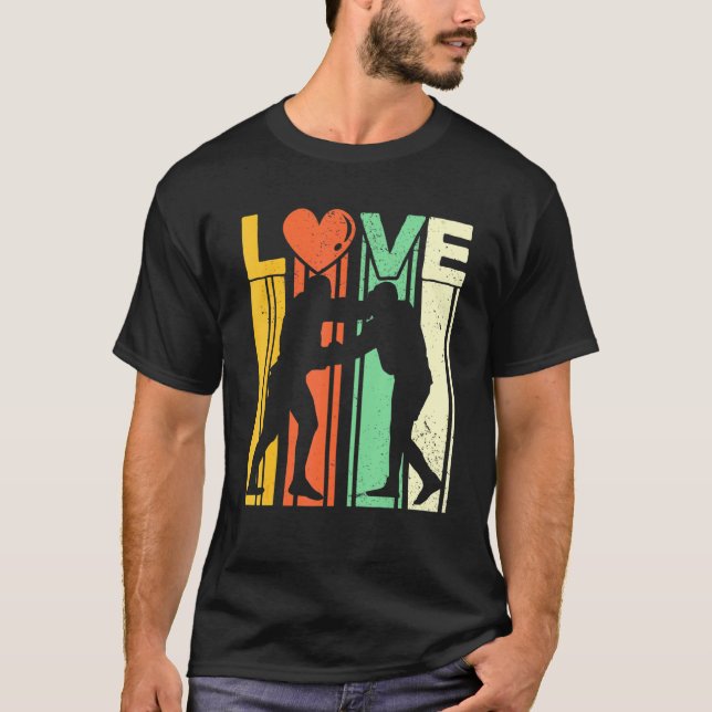 Sambo judo Wrestling Martial art LOVE retro style  T-Shirt (Front)