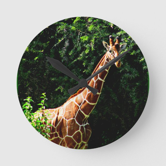 Samburu Giraffe Round Clock (Front)