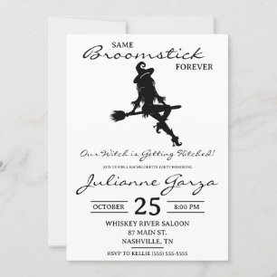 Same Broomstick Forever! Witch Themed Bachelorette Invitation