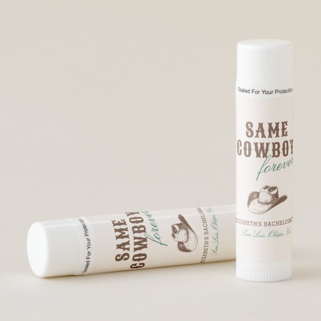 Same Cowboy Forever Bachelorette Weekend Lip Balm (Front)
