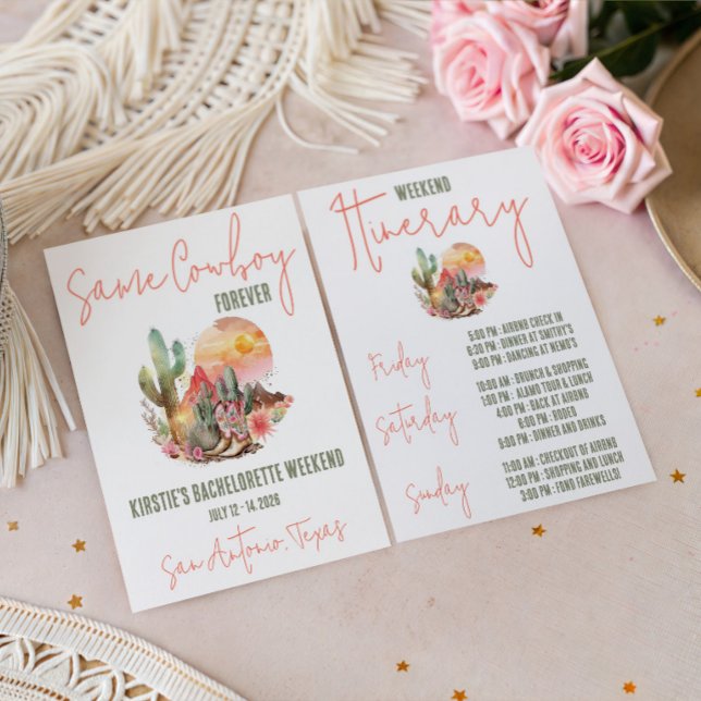 Same Cowboy Forever! Bachelorette Weekend Party Invitation (Creator Uploaded)