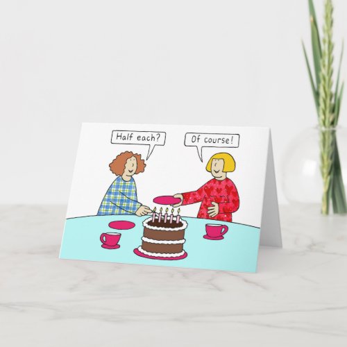 Same Date Joint Mutual Birthday Ladies and Cake Card