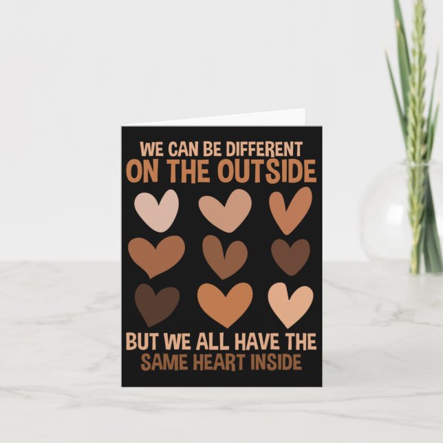 Same Heart Inside Diversity Love Unity Black Histo Card (Front)