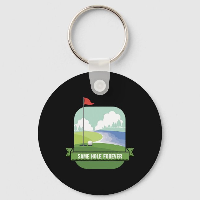 Same Hole Forever Funny Golf Bachelor Party Pre We Keychain (Front)