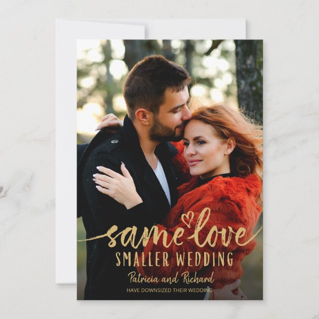 Same Love Cute Heart Downsize Wedding Photo Invitation (Front)