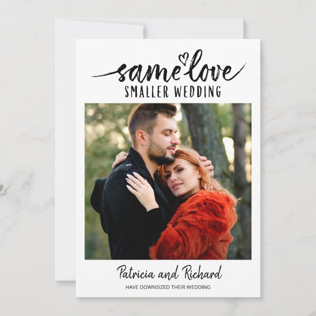 Same Love Cute Heart Downsize Wedding Photo Invitation (Front)