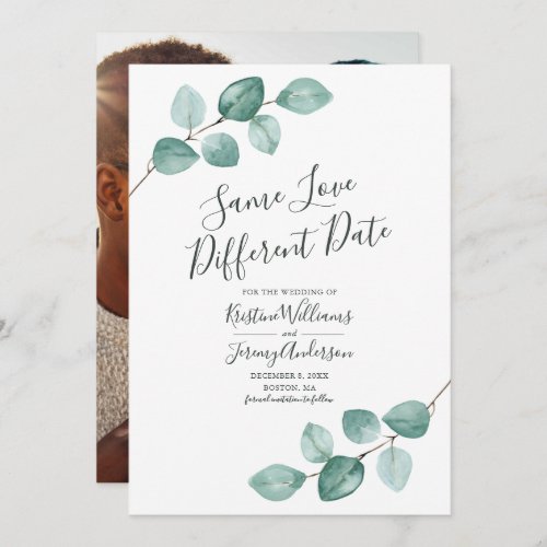 Same Love Different Date Eucalyptus Black Photo Save The Date