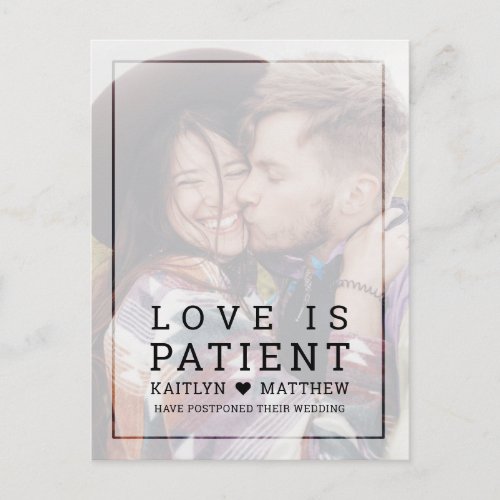 Same Love Different Date Faded Photo Typography Announcement Postcard