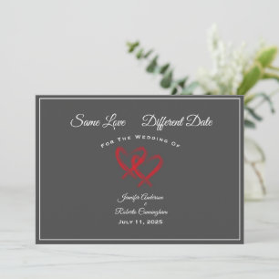 Same Love Different Date Wedding Hearts Grey Save The Date