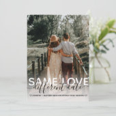 Same Love Different Date Wedding Typography Photo Announcement (Standing Front)