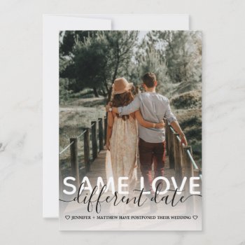 Same Love Different Date Wedding Typography Photo Announcement by antiquechandelier at Zazzle