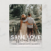 Same Love Different Date Wedding Typography Photo Announcement Postcard