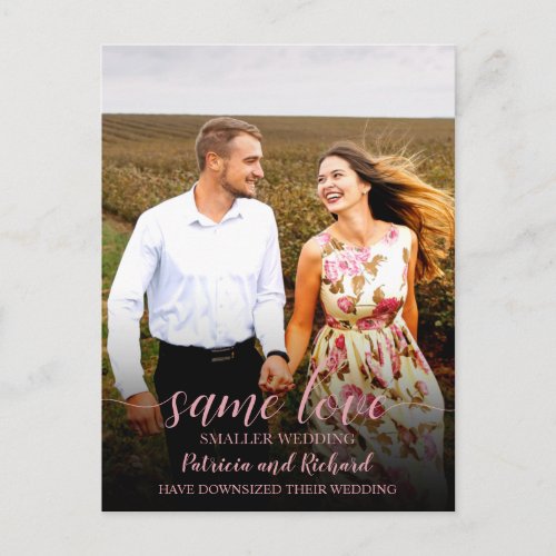 Same Love Downsize Wedding Announcement Photo Postcard