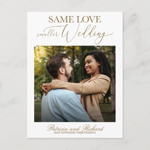 Same Love Downsize Wedding Simple Elegant Photo Po Postcard