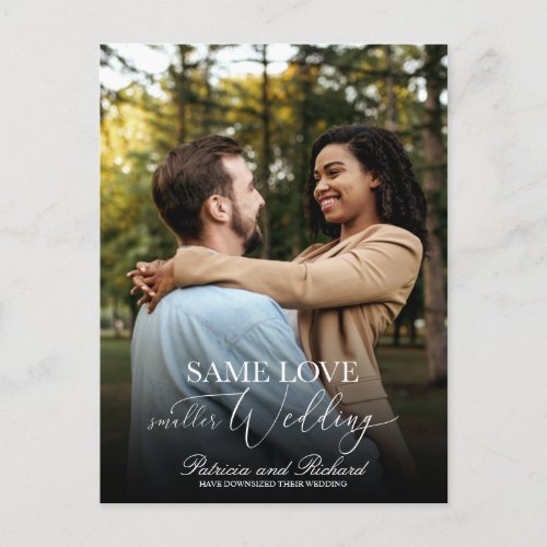 Same Love Downsize Wedding Simple Elegant Photo Postcard