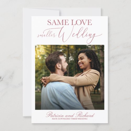 Same Love Downsize Wedding Simple Photo Invitation