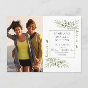 Same Love Downsized Micro Photo Wedding Announcement Postcard