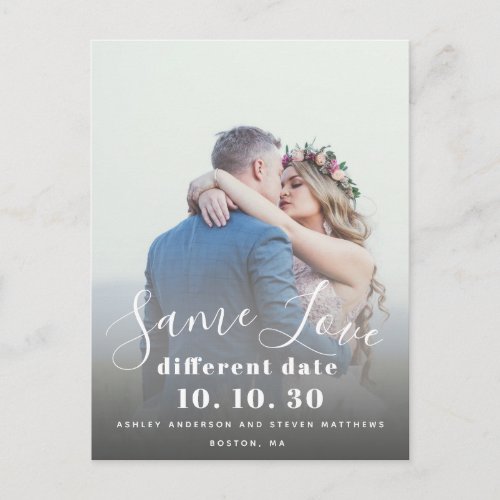 Same Love Hand Lettered Script Photo Save the Date Postcard