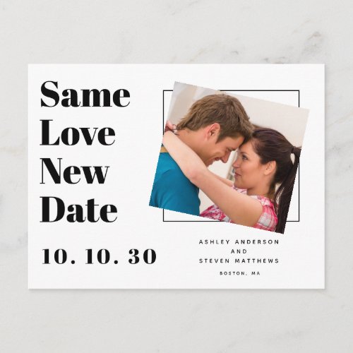 Same Love Modern Typography Photo Save the Date Po Postcard