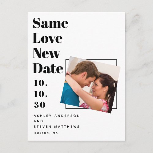 Same Love Modern Typography Photo Save the Date Postcard