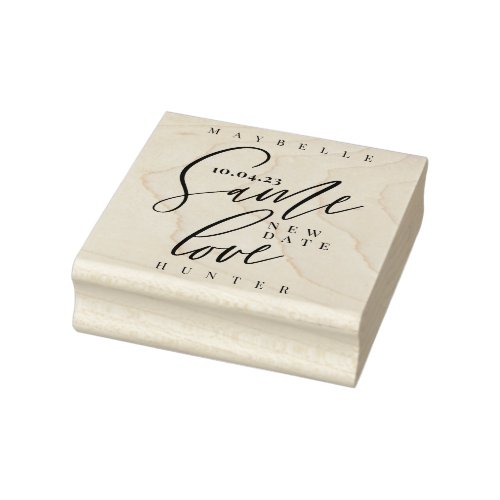 Same Love New Wedding Date Elegant Calligraphy Rubber Stamp