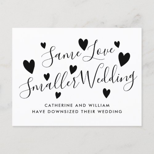 Same Love Small Micro Wedding Downsize Change Plan Announcement Postcard