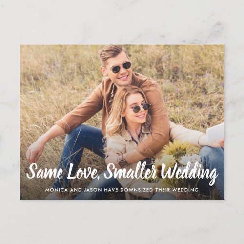 Same Love Smaller Downsized Wedding Photo Announcement Postcard