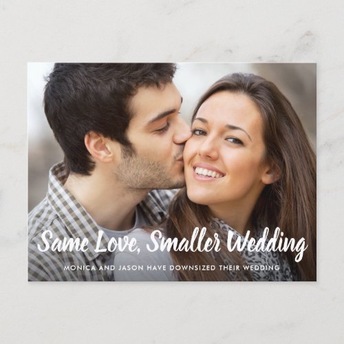 Same Love Smaller Downsized Wedding Simple Photo Announcement Postcard