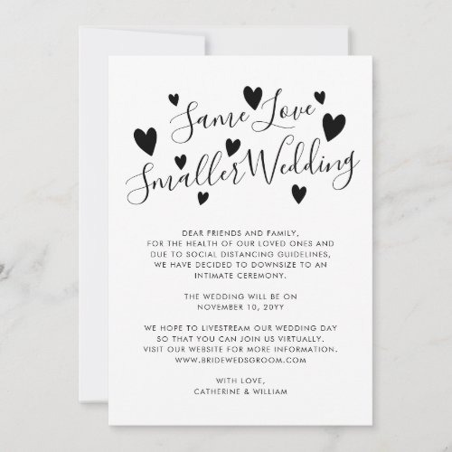 Same Love Smaller Wedding Downsize Change of Plans Announcement