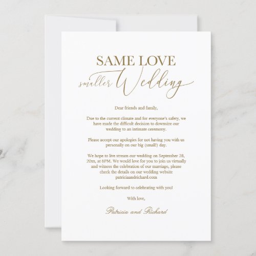 Same Love Smaller Wedding Downsize Wedding Elegant Invitation