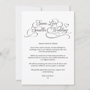 Same Love Smaller Wedding Downsized Calligraphy Announcement
