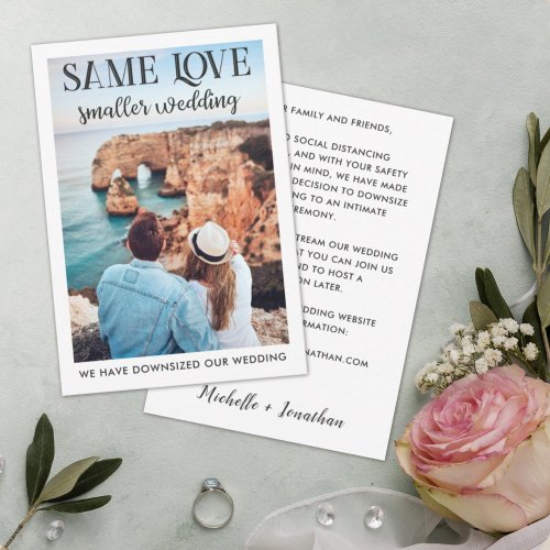 Same love smaller wedding downsized simple photo