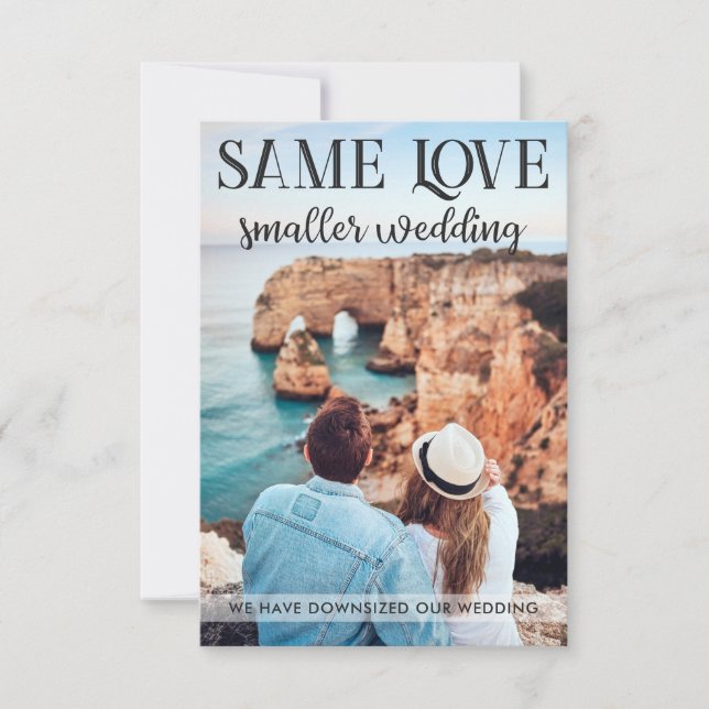 Same love smaller wedding downsized simple photo (Front)