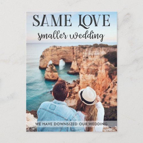 Same love smaller wedding downsized simple photo p postcard