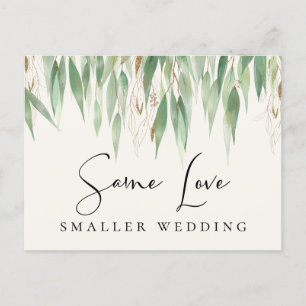 Same Love Smaller Wedding Greenery Announcement Postcard