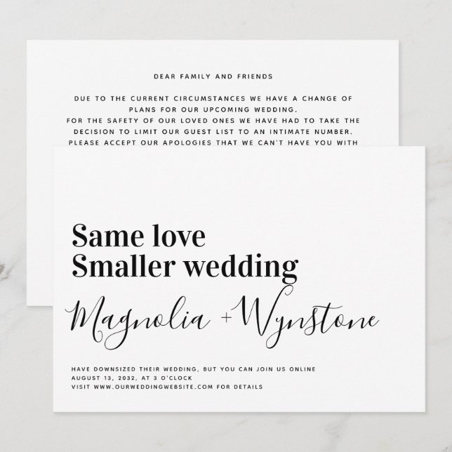 Same Love Smaller Wedding  Invitation (Front/Back)