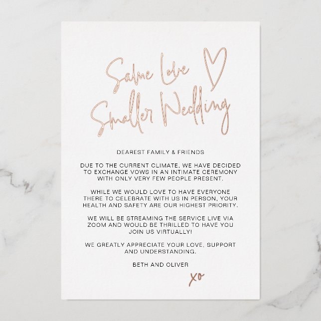 Same Love Smaller Wedding Real Foil Announcement (Front)