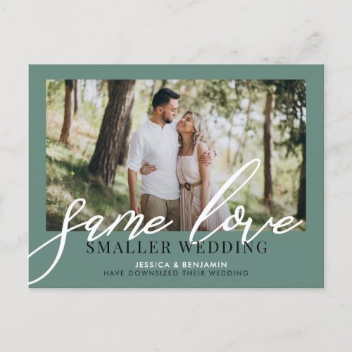 Same Love Smaller Wedding  Wedding Update Announcement Postcard